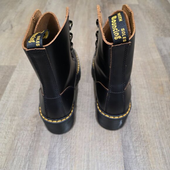 Dr. Martens Leona Black Leather Lace-Up Platform Combat Boots Women’s 7L US - Picture 4 of 13